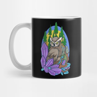 Aesthetic owl in forest with crystals Mug